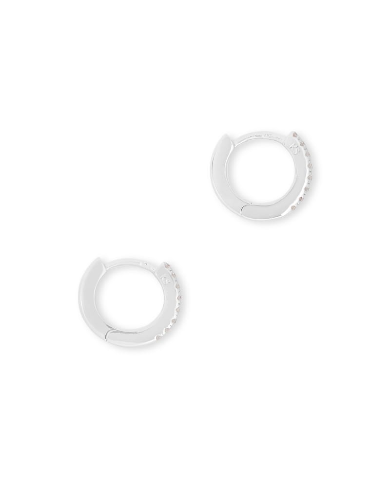 Janelle Sterling Silver Huggie Earrings in White Diamond image number 1